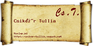 Csikár Tullia névjegykártya